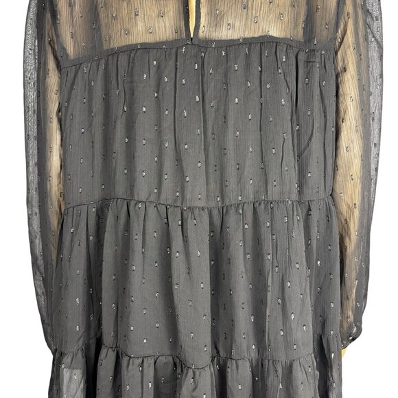 Always Indigo Tiered Mini Dress Women’s Plus Size 1X Black Mesh Printed - Picture 9 of 14